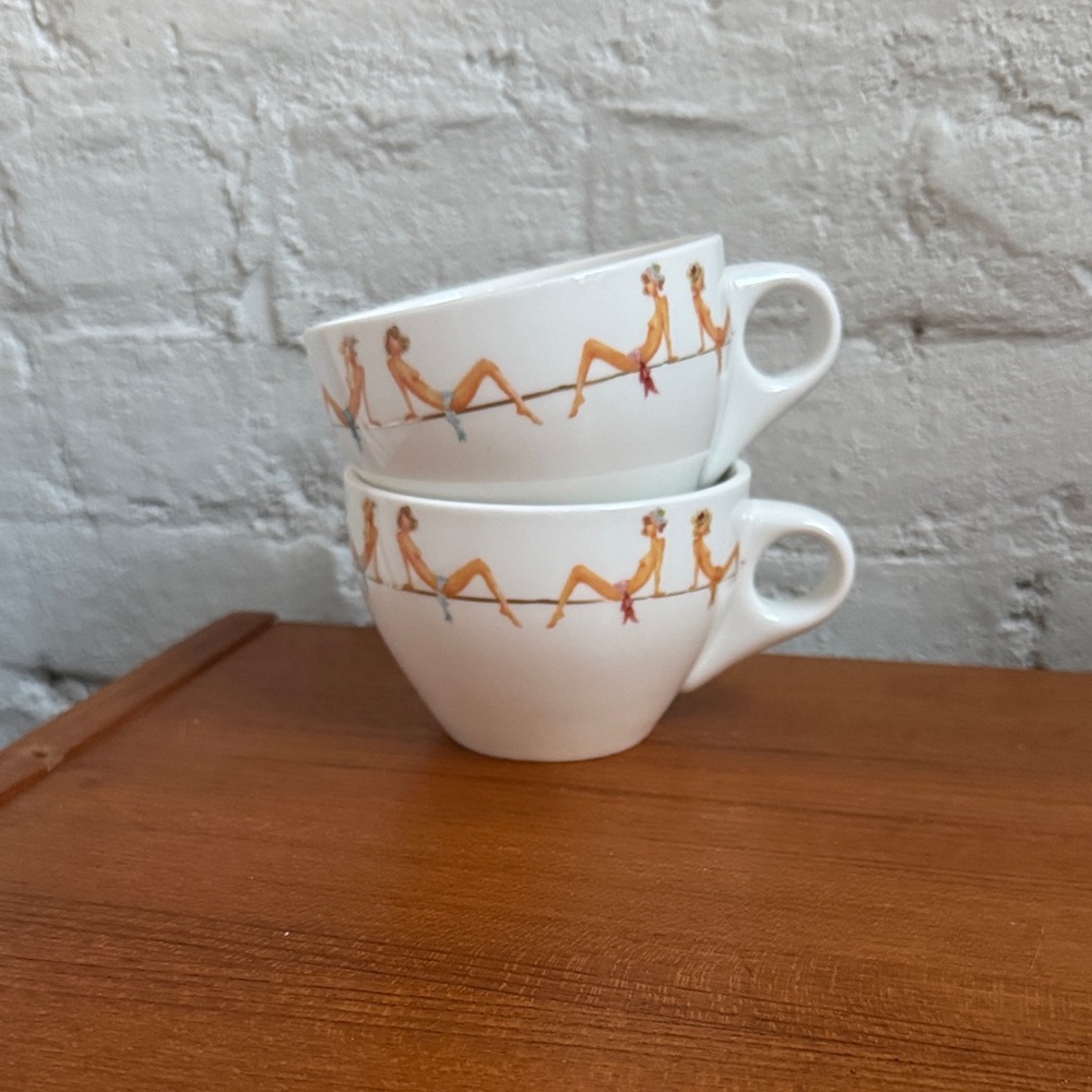 Vintage Cynthia Rowley for Fishs Eddy ‘Dirty Dishes’ set of Two Tea Cups